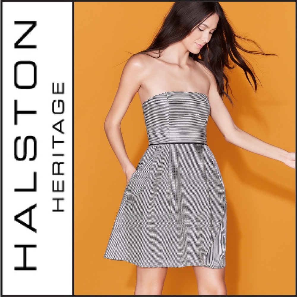 NWT { Halston Heritage } Striped Cocktail Dress